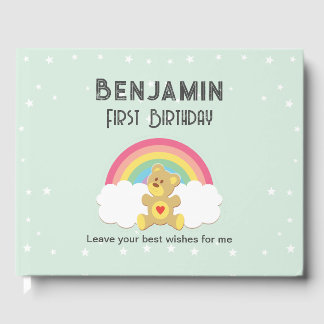 Libro de firmas osito arco iris. gästebuch