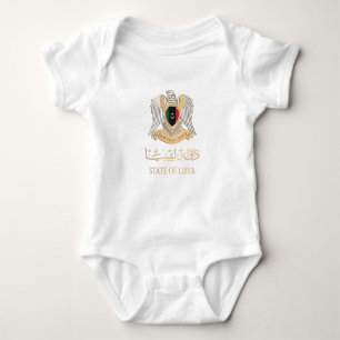 LIBYA FLAG ÜBER LIBYANISCHES EMBLEM ش ع ا ر ل ب ي  BABY STRAMPLER