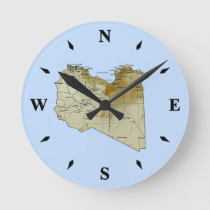 Libya Map Clock Runde Wanduhr