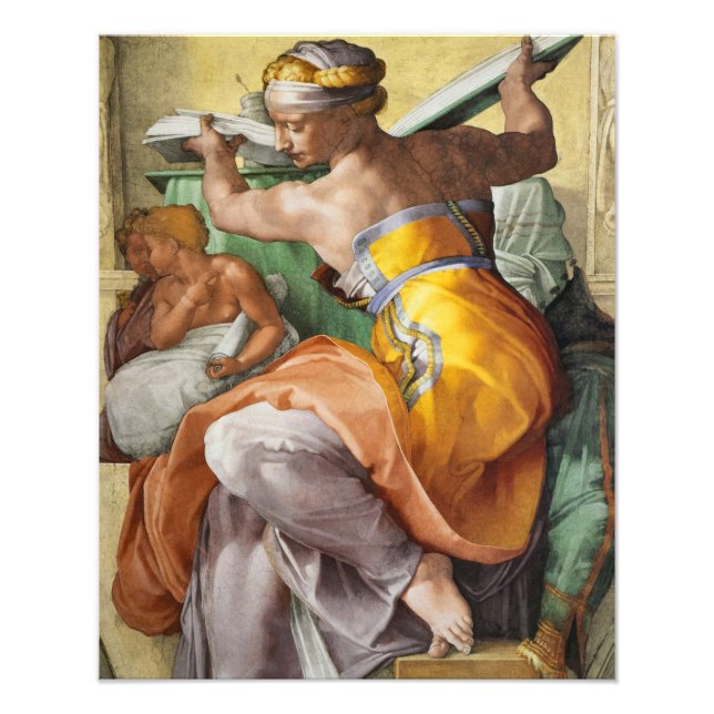 Libyan Sibyl, Sixtinische Kapelle von Michelangelo Fotodruck (Vorne)