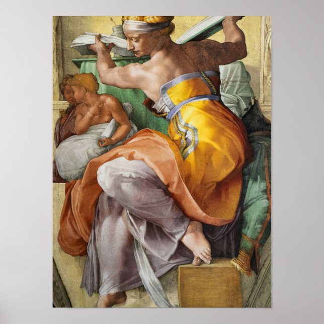 Libyan Sibyl, Sixtinische Kapelle von Michelangelo Poster (Vorne)
