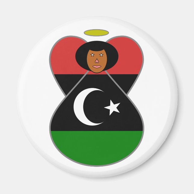 Libyen-Angelflagge Magnet (Vorne)