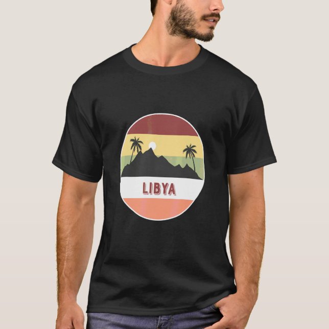 Libyen Berg Und Palmen T-Shirt (Vorderseite)
