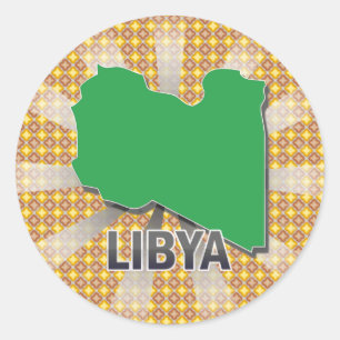 Libyen-Flaggen-Karte 2,0 Runder Aufkleber