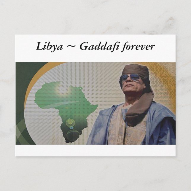 Libyen ~ Gaddafi für immer Postkarte (Vorderseite)