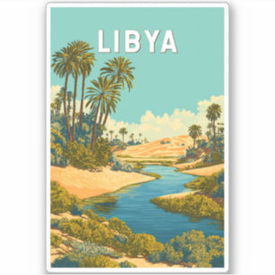 Libyen Illustration Reise Kunst Vintage Aufkleber