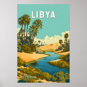 Libyen Illustration Reise Kunst Vintage Poster