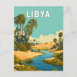 Libyen Illustration Reise Kunst Vintage Postkarte
