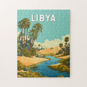 Libyen Illustration Reise Kunst Vintage Puzzle