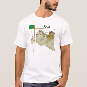 Libyen Karte + Flagge + Titel T-Shirt