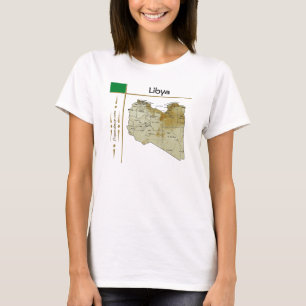 Libyen Karte + Flagge + Titel T-Shirt
