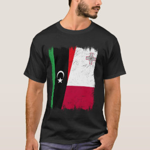 Libyen Malta Halbfahne Libysch-Malteser Roots T-Shirt