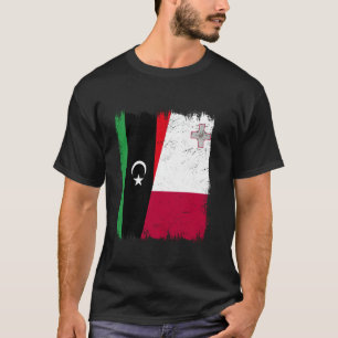 Libyen Malta Halbflagge Libysche Maltesische Wurze T-Shirt
