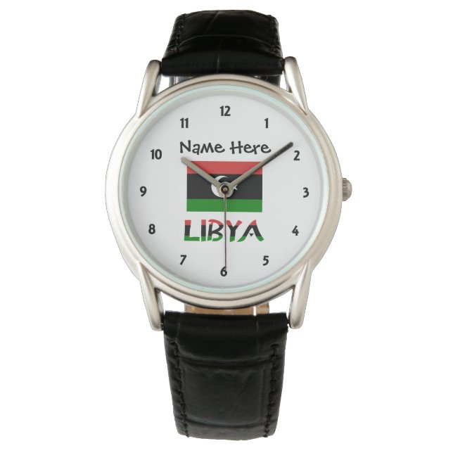 Libyen und Libysche Flagge Personalisiert Armbanduhr (Vorderseite)