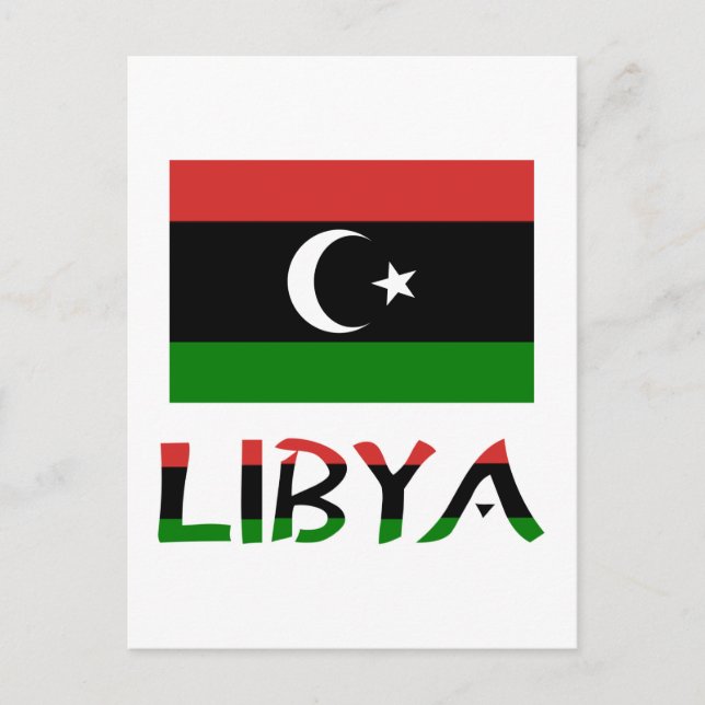 Libyen und libysche Flagge Postkarte (Vorderseite)