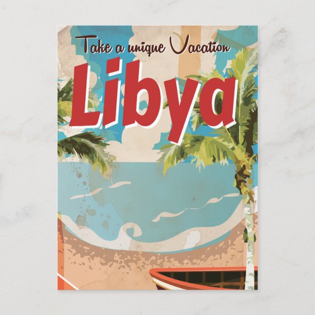 Libyen Urlaub Vintage Travel Poster. Postkarte (Vorderseite)