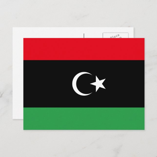 Libysche Flagge, Flagge Postkarte (Vorne/Hinten)