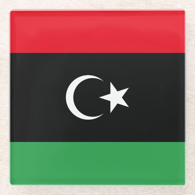 libysche Flagge Glasuntersetzer (Vorderseite)