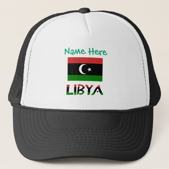 Libysche Flagge Grün Personalisiert Truckerkappe (Vorderseite)