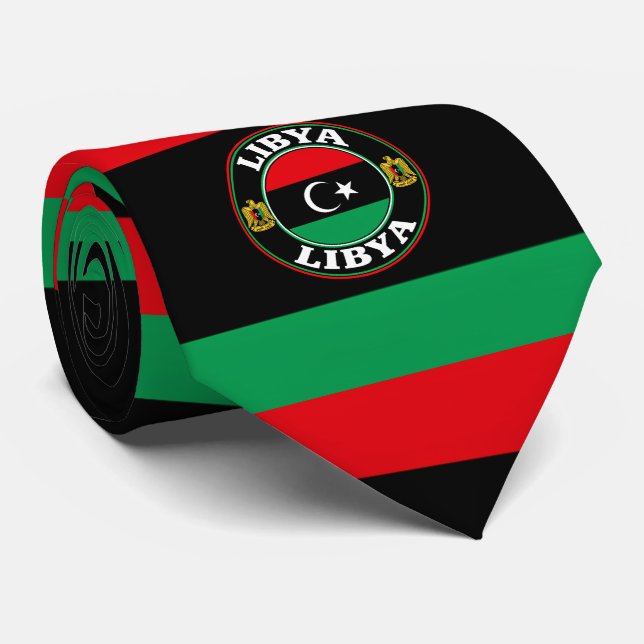 Libysche Flagge Halsbinde, stilvolle libysche Flag Krawatte (Gerollt)