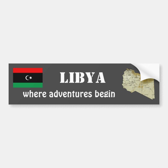 Libysche Flagge + Karte Autoaufkleber (Vorne)