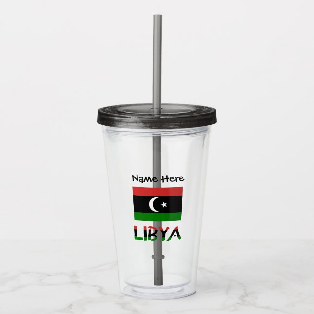 Libysche Flagge Personalisiert Acryltrinkbecher (Vorderseite)