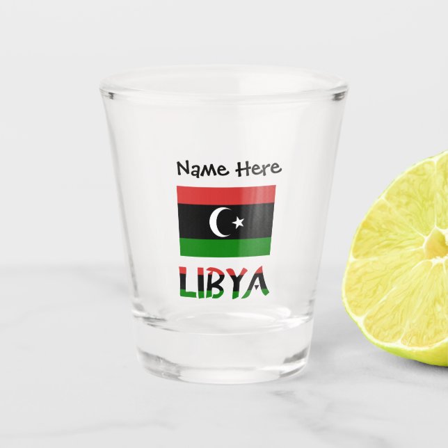 Libysche Flagge Personalisiert Schnapsglas (Vorderseite)