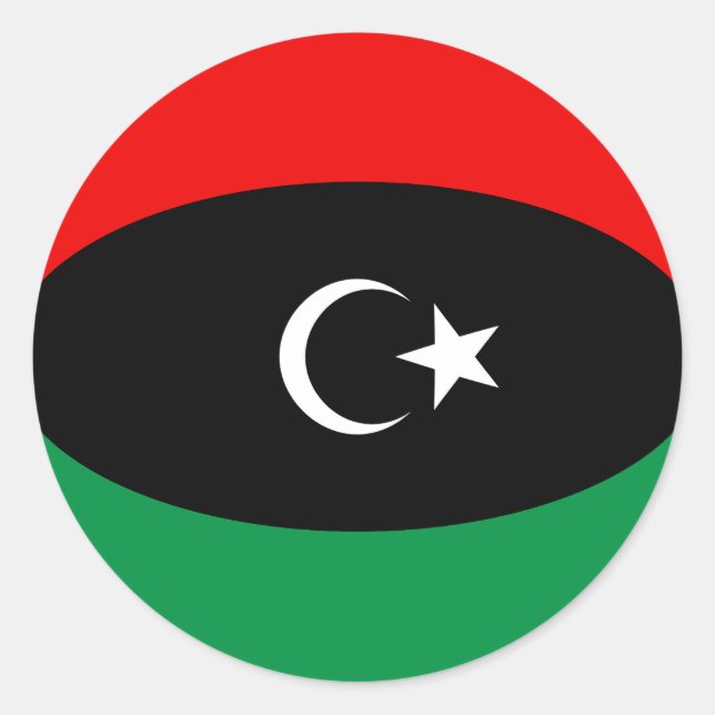 Libysche Flagge Runder Aufkleber (Vorderseite)
