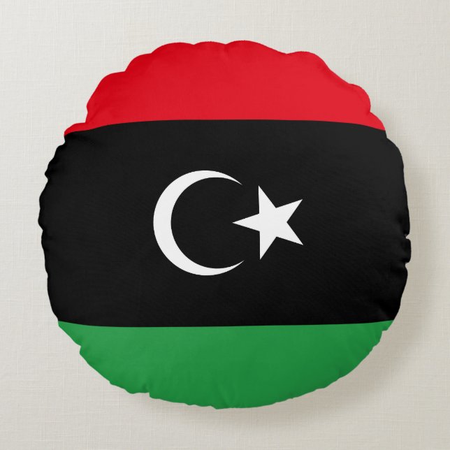 libysche Flagge Rundes Kissen (Vorderseite)