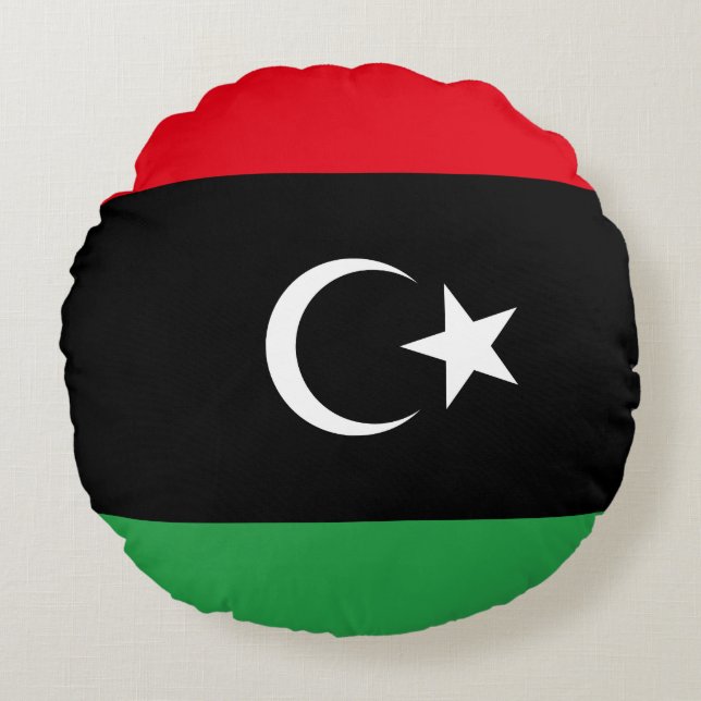 libysche Flagge Rundes Kissen (Vorderseite)