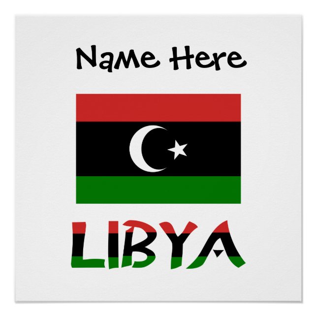 Libysche Flagge Schwarze Personalisierung Poster (Vorderseite)