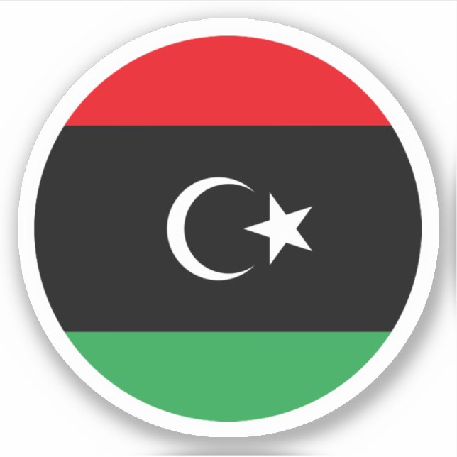 Libysche Flaggenrundkleber Aufkleber (Vorderseite)