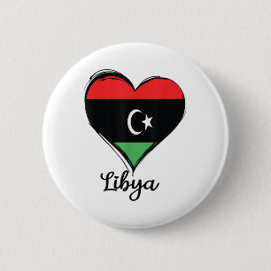 Libysche Flaggenstaaten Herz Stolz Libyer Priester Button