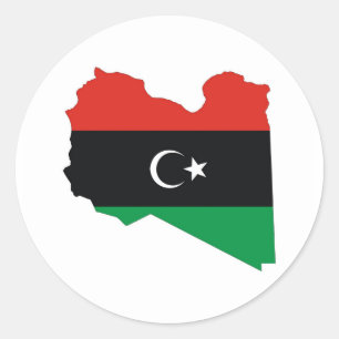 libysche Länderflaggenkarte Runder Aufkleber