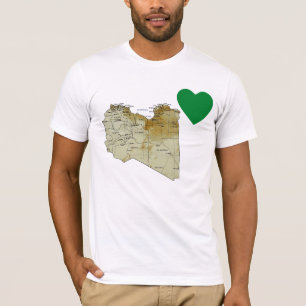 Libysches Flagge Herz und Karte T-Shirt