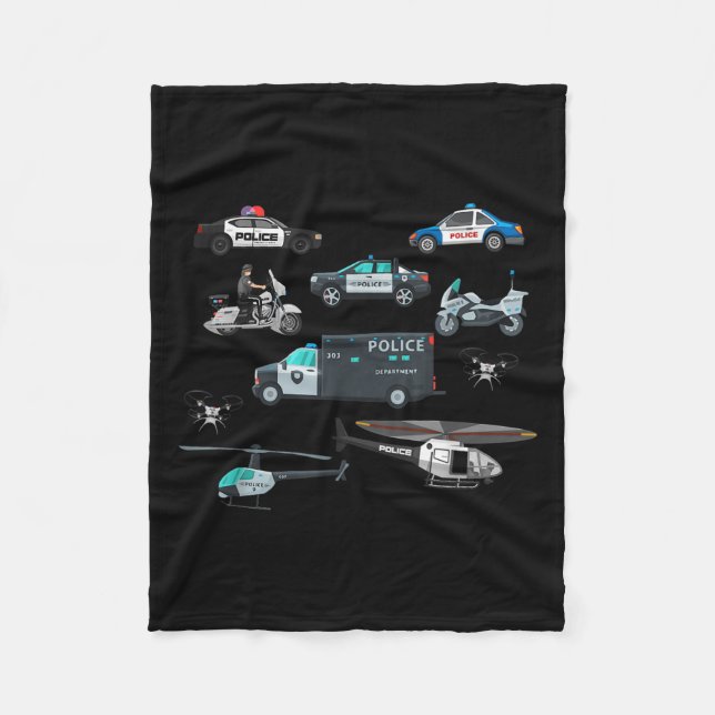 Lice Vehicles Cop Helicopter Toddlers Kids Women M Fleecedecke (Vorderseite)