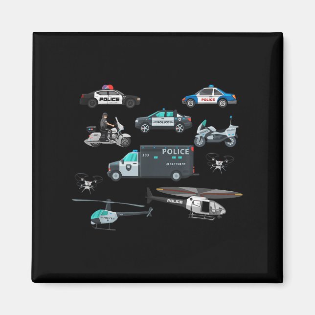 Lice Vehicles Cop Helicopter Toddlers Kids Women M Magnet (Vorne)