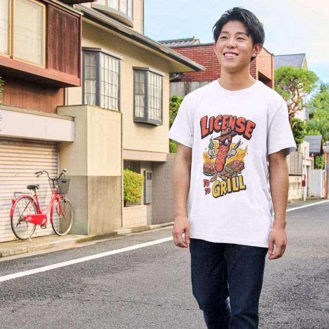 License to Grill Funny BBQ Pun Parody T-Shirt (Von Creator hochgeladen)