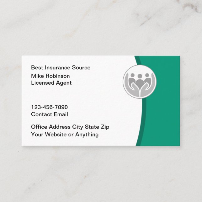 Licensed Insurance Agent Modern Business Cards Visitenkarte (Vorderseite)