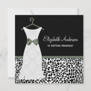 Lichen Green Gown Leopard PrintBridal Dusche Einladung