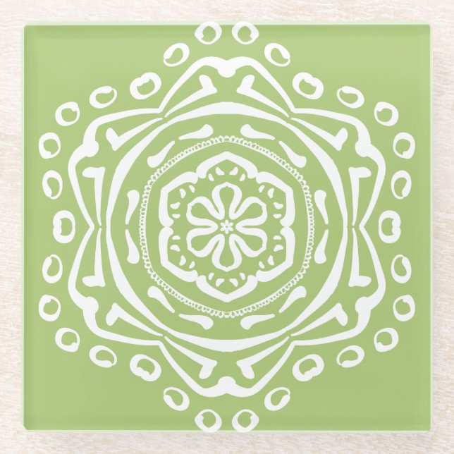 Lichen Mandala Glasuntersetzer (Vorderseite)