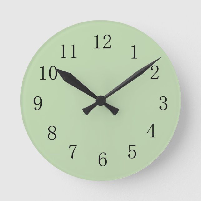 Lichen Moss Green Round (Medium) Wall Clock Runde Wanduhr (Vorderseite)