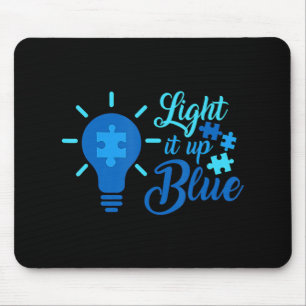 Licht auf blauer Autismus Bewusstsein Ribbon Puzzl Mousepad