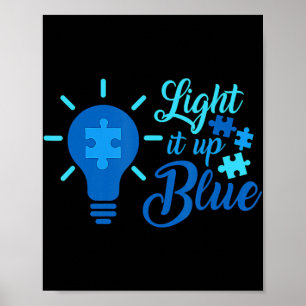 Licht auf blauer Autismus Bewusstsein Ribbon Puzzl Poster