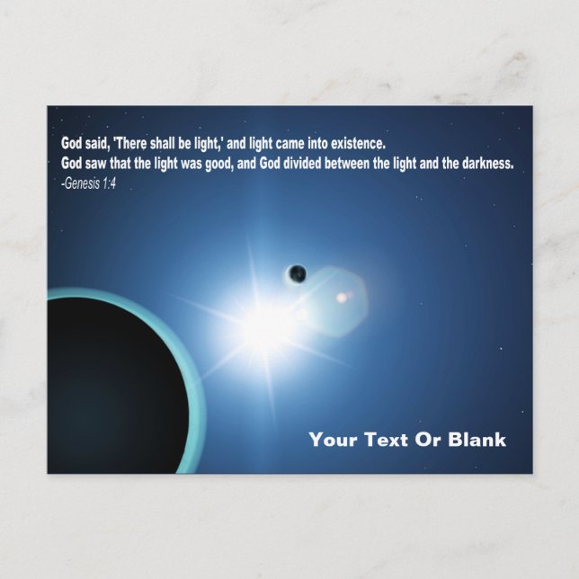 Licht aus der Dunkelheit - Genesis 1:4 Postkarte (Vorderseite)