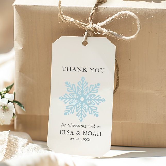 LICHT BLAU EINFACH SCHNEEFLAKE WEDING Vielen Dank Geschenkanhänger (Von Creator hochgeladen)