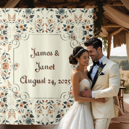 Licht Buttercreme Floral Hochzeitsvorhang Wandteppich