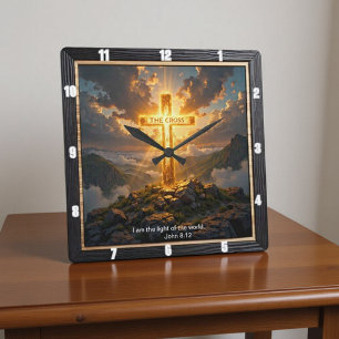 Licht des Erlösungskreuzes Berg Golden Johannes 8: Quadratische Wanduhr
