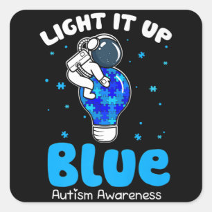 Licht es auf Blauer Funny Puzzle Piece Autisene Aw Quadratischer Aufkleber
