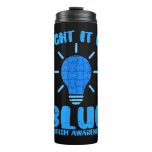 Licht es auf Blauer Funny Puzzle Piece Autisene Aw Thermosbecher